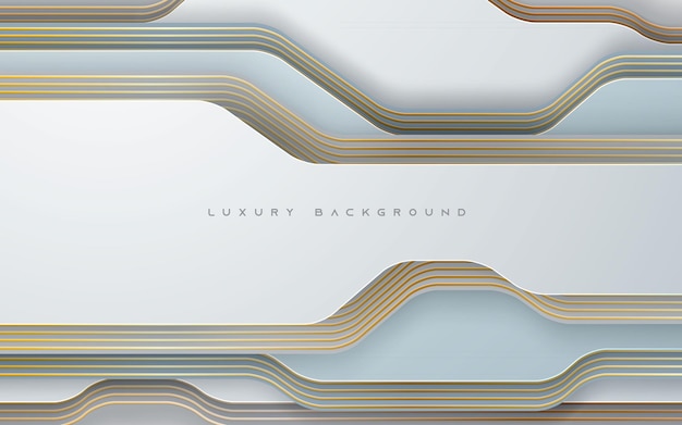 Luxury white dimension background with gold line decoration