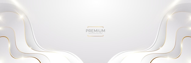 Luxury White and Gold Background with Golden Lines and Paper Cut Style Premium Gray and Gold Background for Award Nomination Ceremony Formal Invitation or Certificate Design