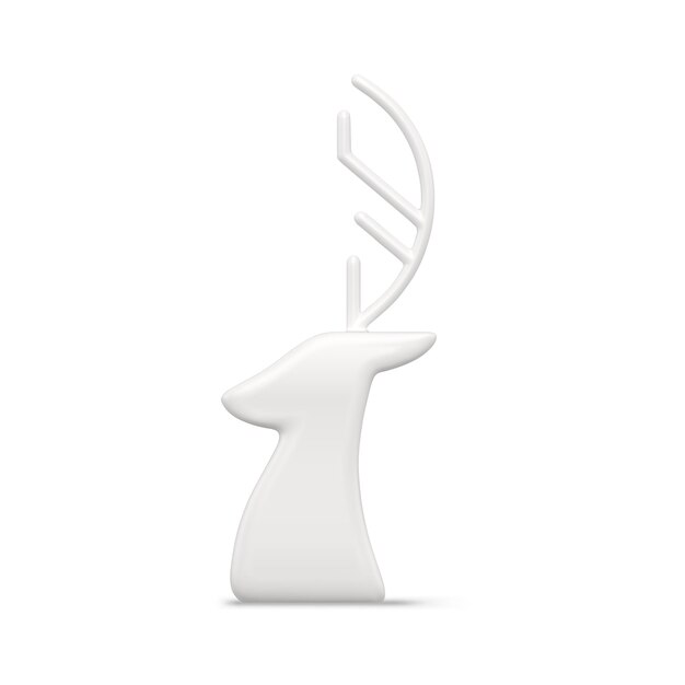 Vector luxury white north deer head with horns traditional christmas bauble side view realistic vector illustration