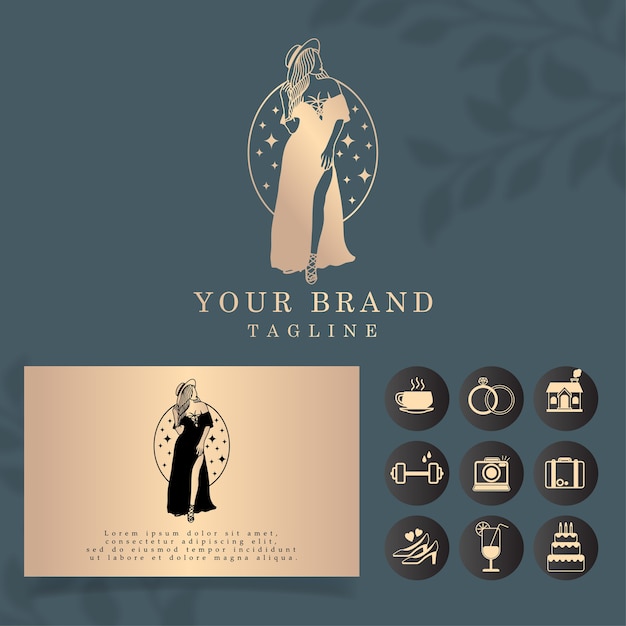 Luxury woman logo editable template