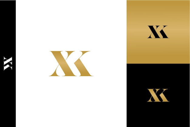 Luxury XK letters Icon monogram minimalist vector logo design template