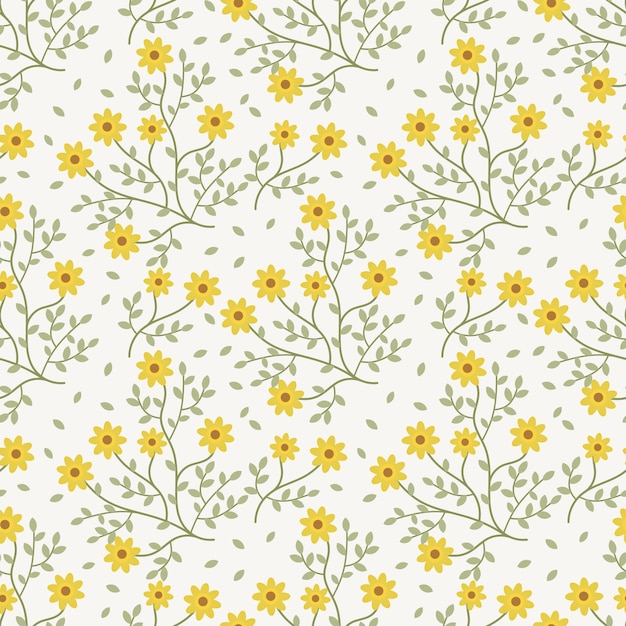 Luxury yellow blossom flower decorate background seamless pattern