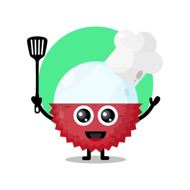 Lychee chef cute character mascot