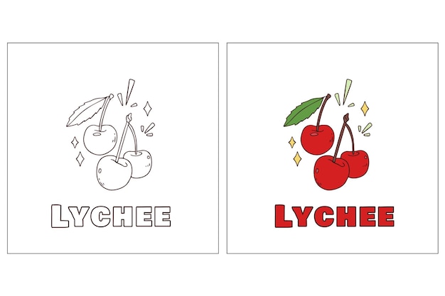 Lychee Hand Drawn Coloring Page