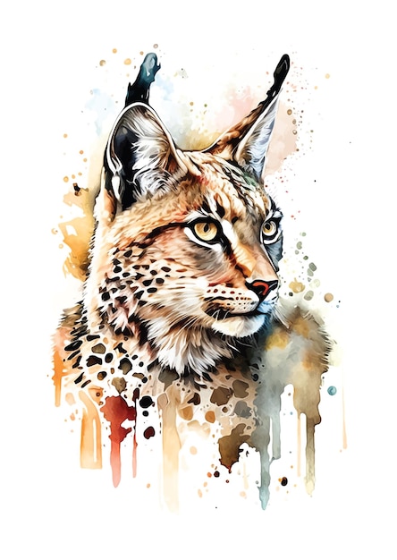 Lynx watercolor paint