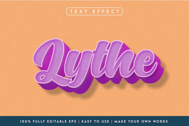 Lythe 3D style text effect in purple color scheme