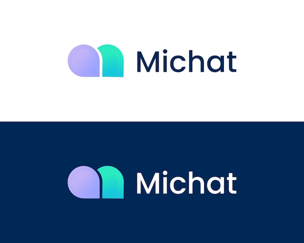 M chat or m drop logo design concept