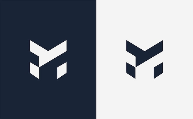 M elegant creative and modern vector logo design in blue and white color