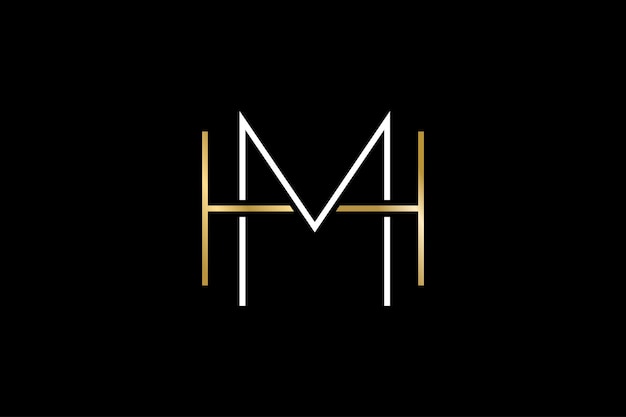 Vector m h initial letter line style minimalist logo design luxury feminine identity illustration