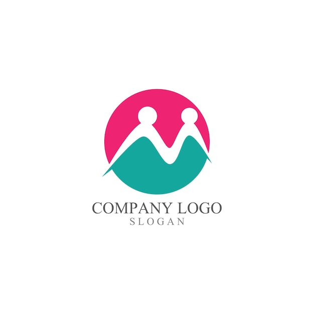 M initial letter community care Logo template