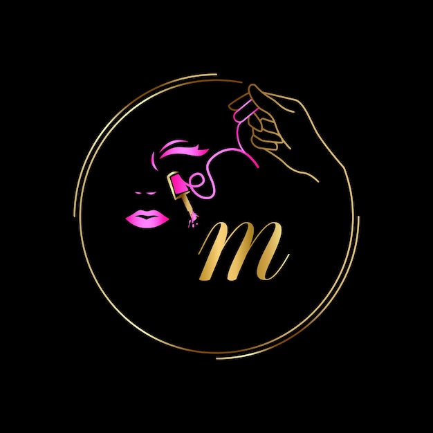 M initial logo, nails, Luxury Cosmetics Spa Beauty vector template