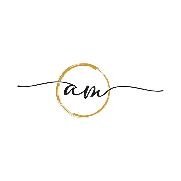 A M Initial Script Letter Beauty Logo Template