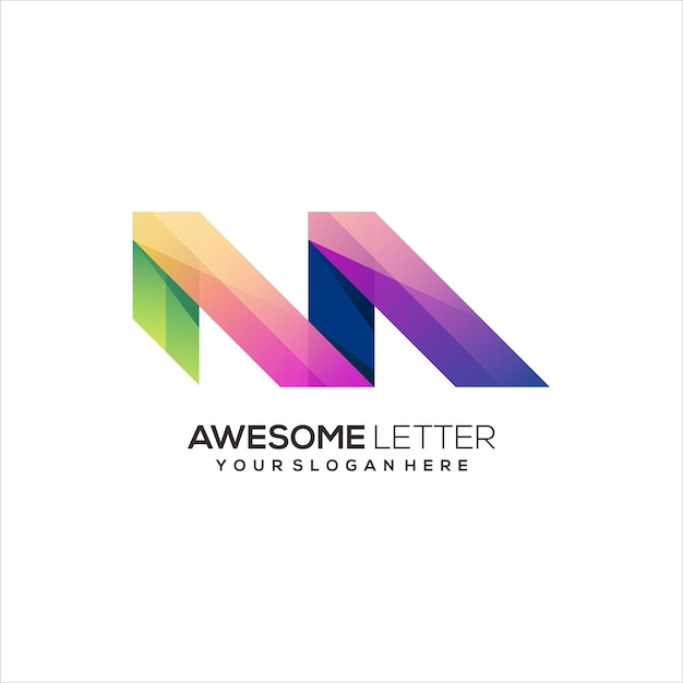 M letter logo colorful illustration