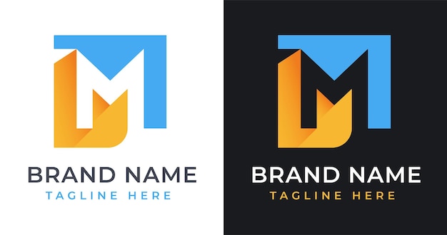 M Letter Logo Design with Abstract Square Shape