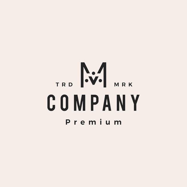 M letter people family human hipster vintage logo vector icon illustration