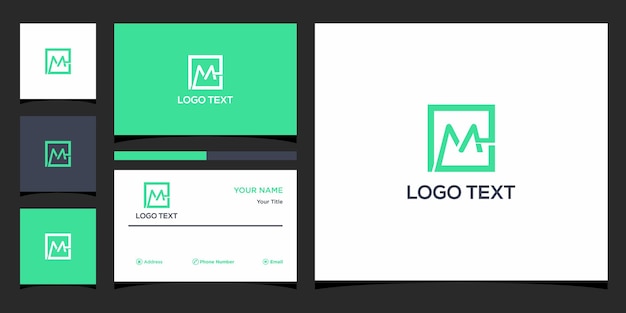 m logo design with business card template Premium Vector