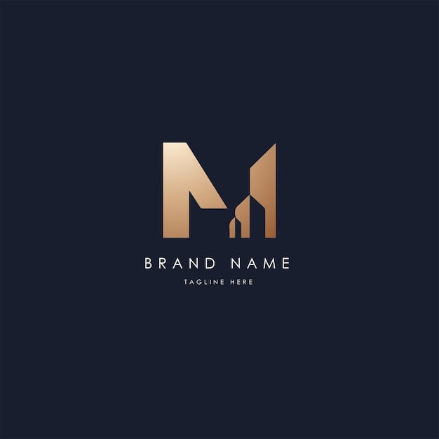 M vector logo design vector image alphabetic luxury golden style