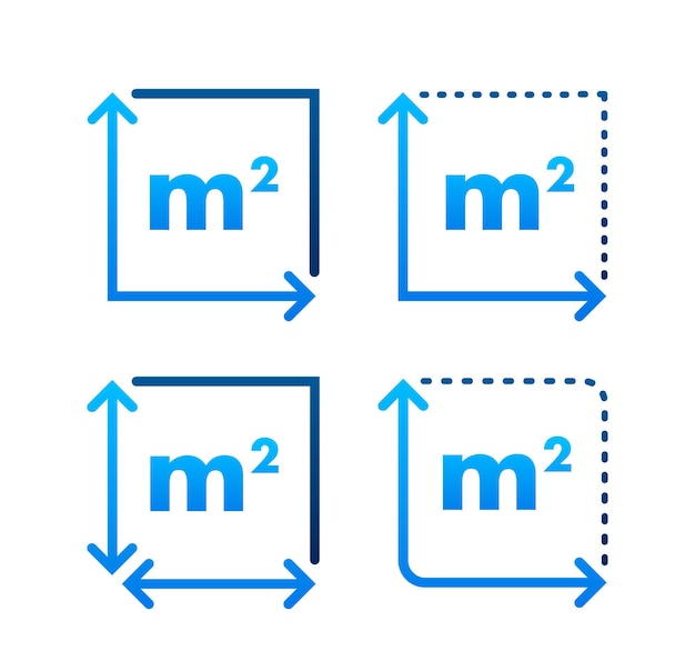 M2 area unit icon Square Meter Vector stock illustration