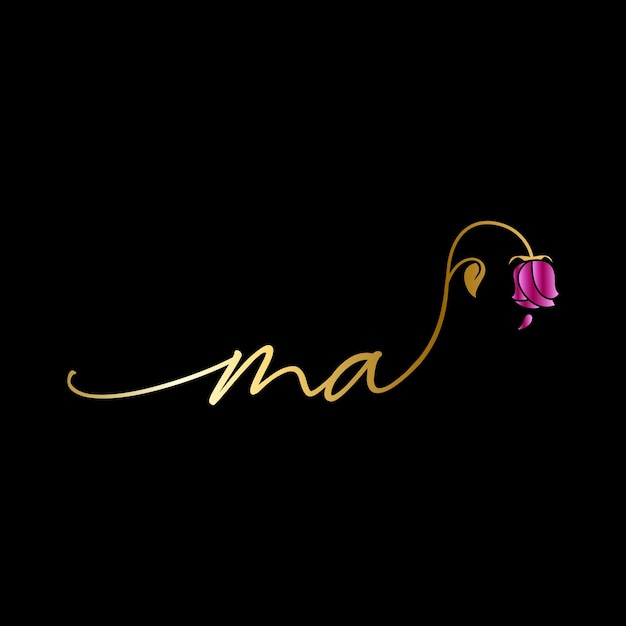 MA Monogram logotype for celebration, wedding, greeting card, invitation Vector Template