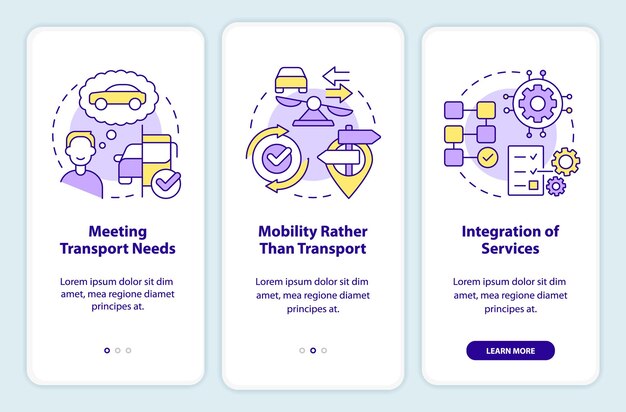 MaaS concept components onboarding mobile app screen