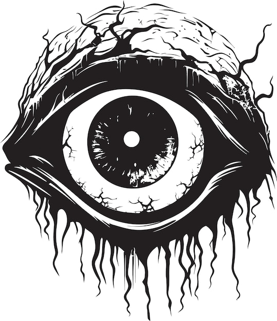 Macabre Zombie Sight Black Scary Eye Logo Terrifying Undead Eye Creepy Black Vector