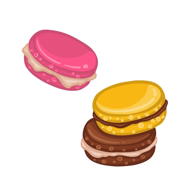 Macaron cookies cake dessert hand drawn illustration