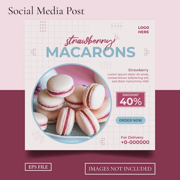 Vector macaron social media post or flyer