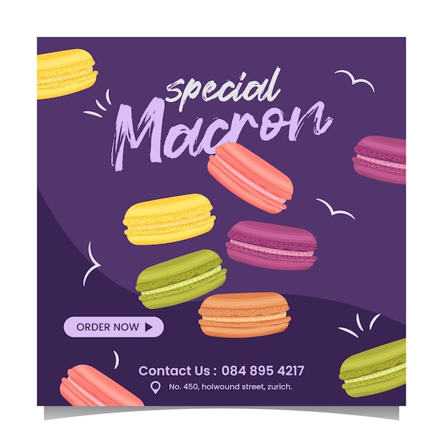 Vector macarons banner post template vector illustration