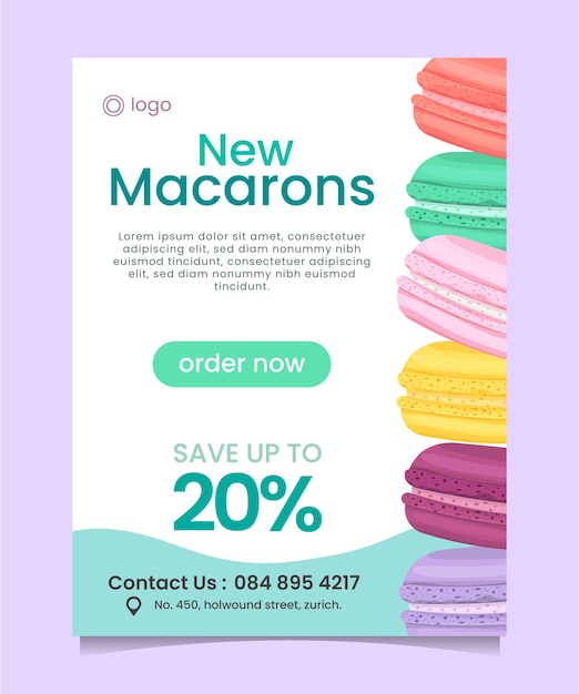 Vector macarons banner post template vector illustration