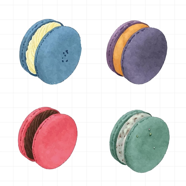 Macarons painted in watercolor