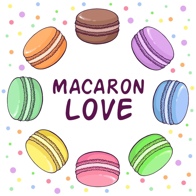 Vector macaroon illustration in round shape