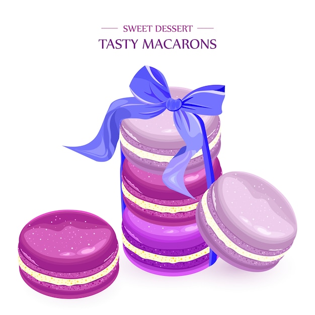 Vector macaroons lavender dessert