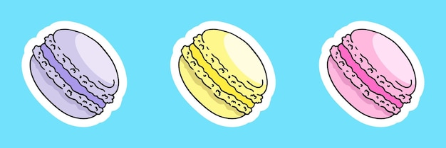 Macaroons sticker icon vector design element hand drawn