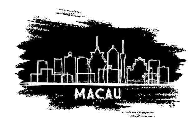 Macau China City Skyline Silhouette Hand Drawn Sketch