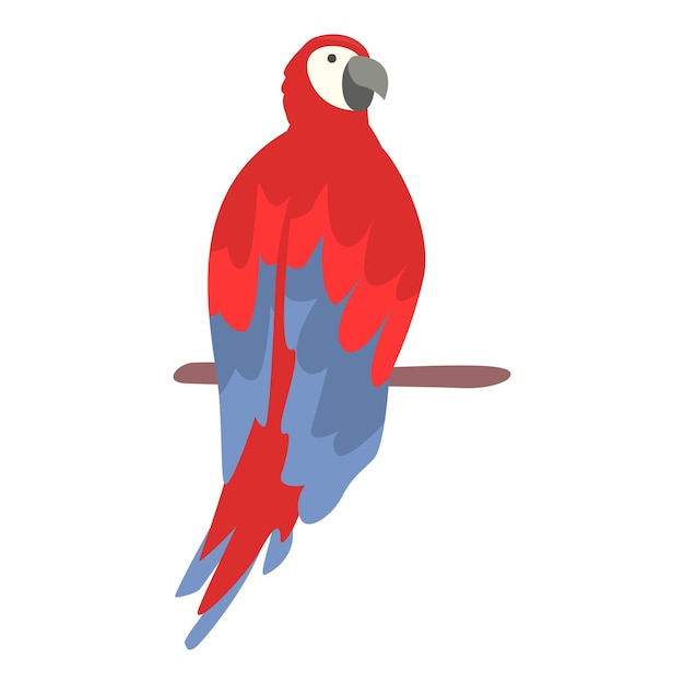 Vector macaw pet on branch icon cartoon vector parrot bird cute jungle pet