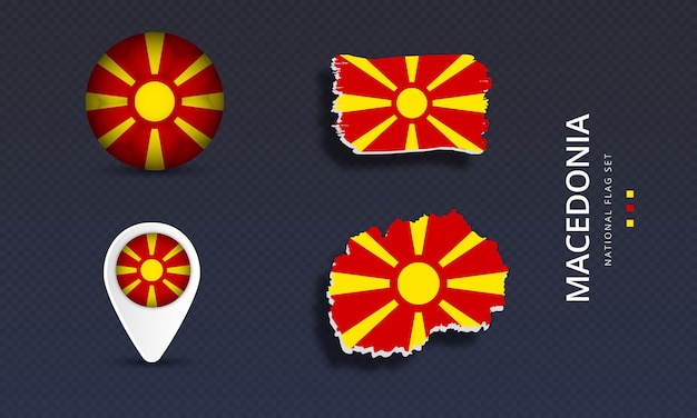 Macedonia national country wave flag set