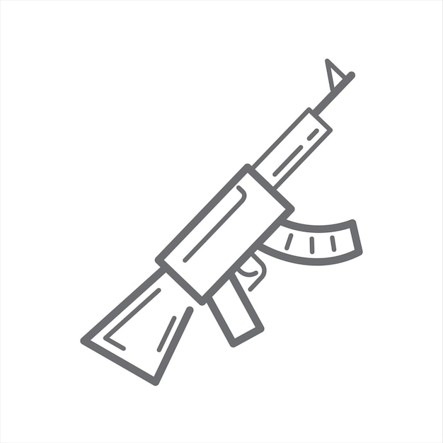 Machine gun Line Icon Outline Vector Symbol Illustration Pixel Perfect Editable Stroke