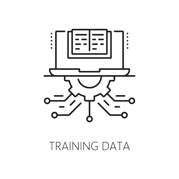 Machine learning training data outline icon