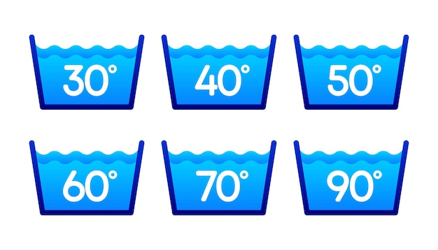 Machine wash temperature icon Wash at 60 degree icon with text Water temperature set