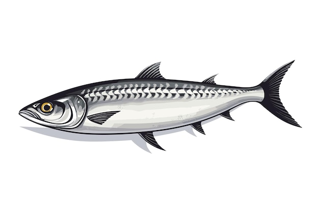 Vector mackerel fish vector art still life painting flat illustration