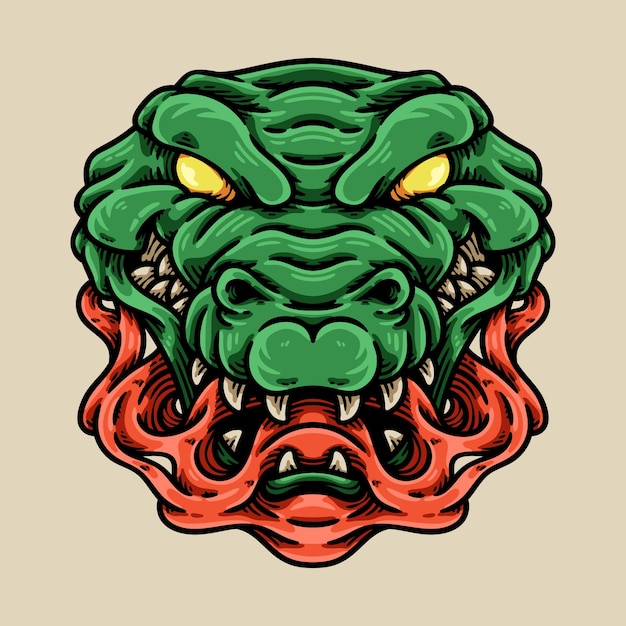 mad crocodile head character illustration