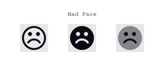 Mad face icons set