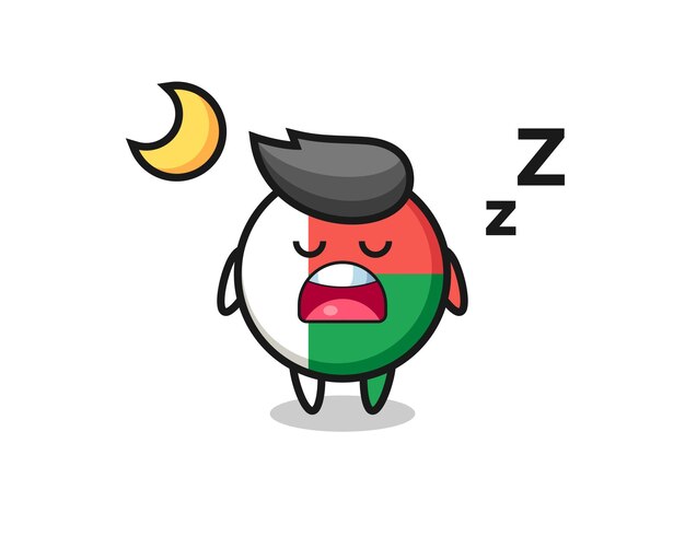 Madagascar flag badge character illustration sleeping at night , cute design