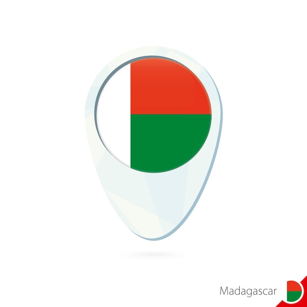 Madagascar flag location map pin icon on white background