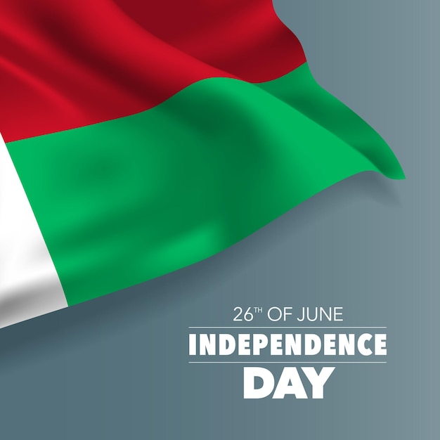 Madagascar happy independence day   banner   illustration Malagasy holiday 26th of June design element with flag with curves