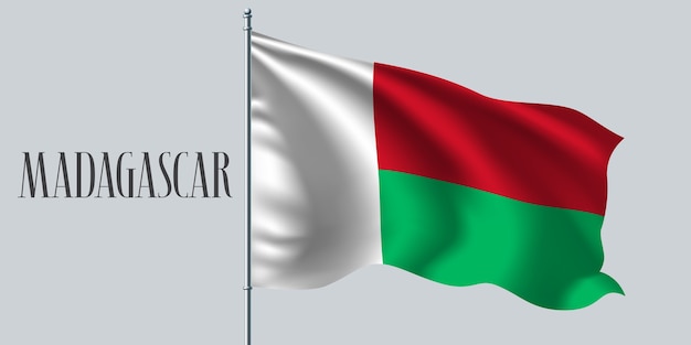 Madagascar waving flag on flagpole illustration