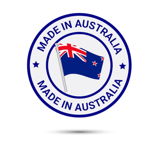 Made in Australia badges logo with flag Premium Vector