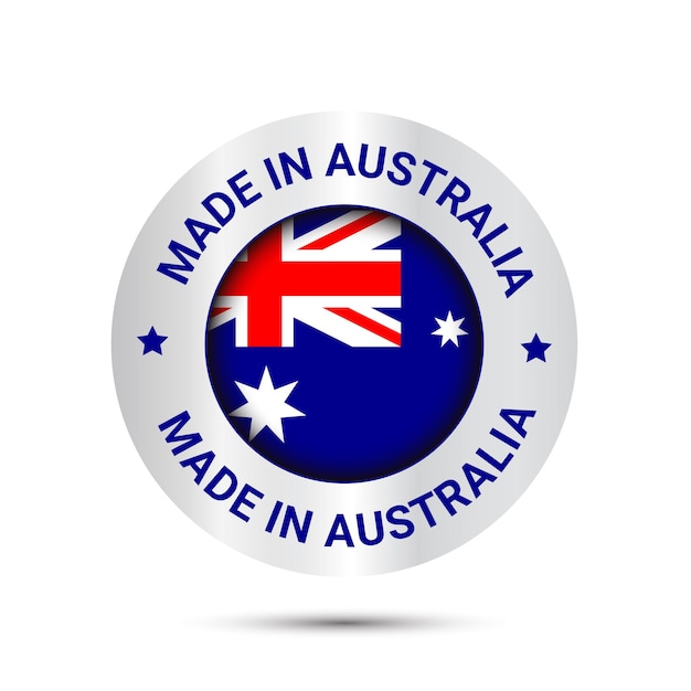 Made in Australia badges logo with flag Premium Vector