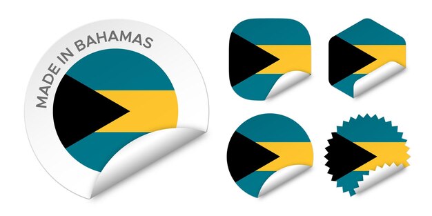 Made in Bahamas flag sticker labels badge logo 3d vector illustration mockup isolated on white