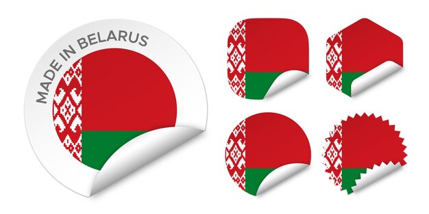 Vector made in belarus flag sticker labels badge logo 3d vector illustration mockup isolated on white